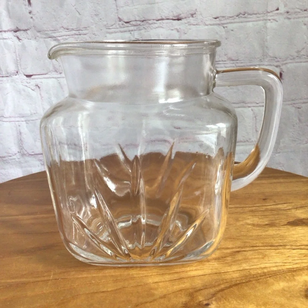 Vintage 1950’s Federal Glass Starburst Clear Glass Pitcher